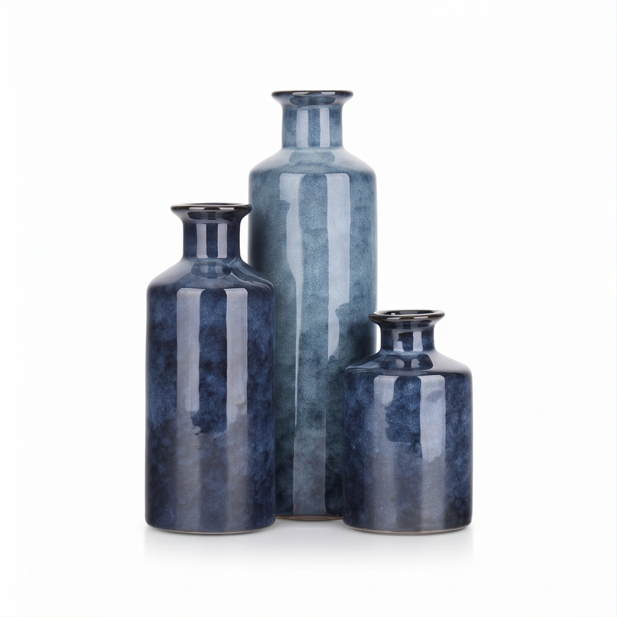 Indigo Trio Ceramic Vase Set - VS05