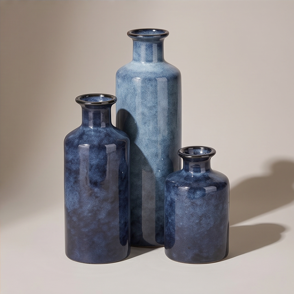 Indigo Trio Ceramic Vase Set - VS05