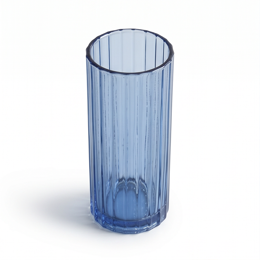 Ribbed Blue Glass Vase - GV10